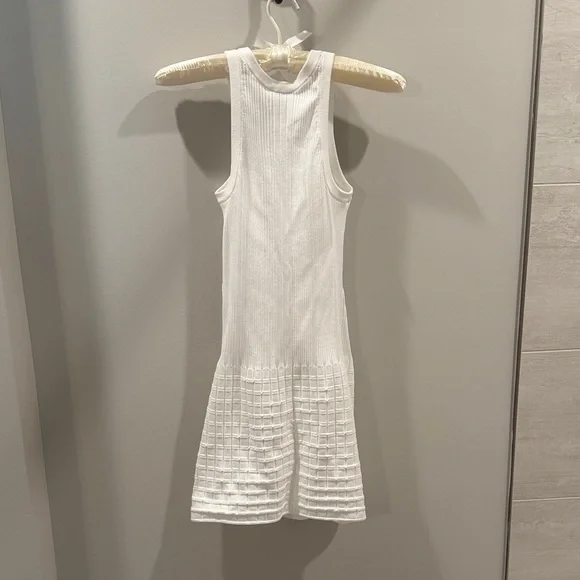 CHANEL White Sleeveless Ribbed Mini Dress NWT - Picture 4 of 5